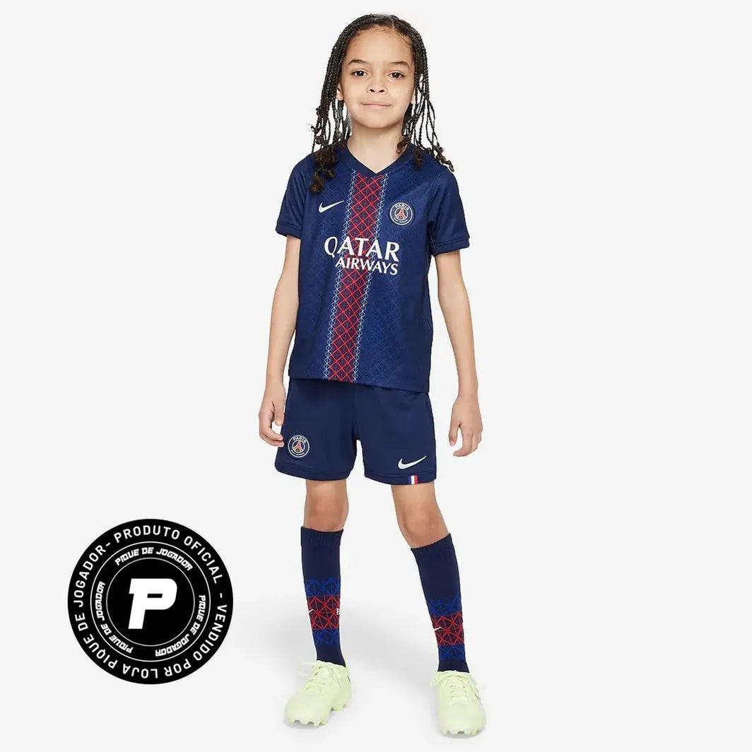 Conjunto Infantil Nike Paris Saint Germain 2025/26 I, Camisas de Futebol, PIQUE DE JOGADOR, -PIQUE DE JOGADOR