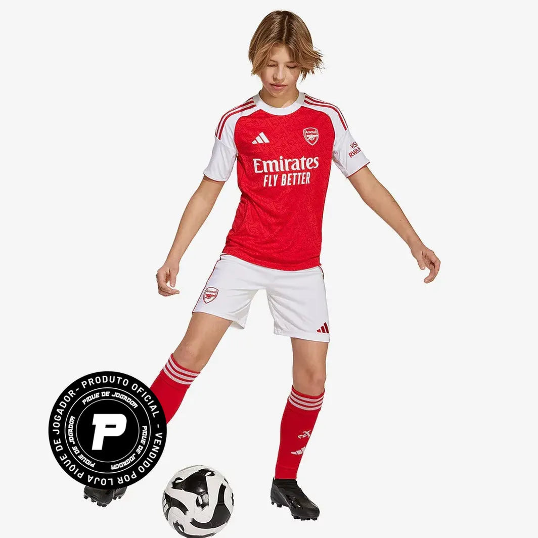 Conjunto Infantil adidas Arsenal 2025/26 I, Camisas de Futebol, PIQUE DE JOGADOR, -PIQUE DE JOGADOR