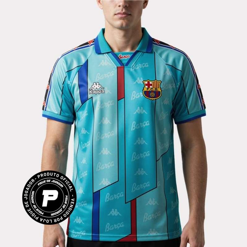 Camisa Retrô Barcelona 1996/97 Away, Camisas de Futebol, PIQUE DE JOGADOR, -PIQUE DE JOGADOR