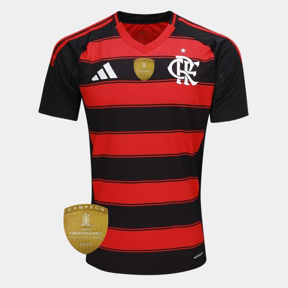 Camisa Adidas Flamengo 25/26 Home Campeão Libertadores 2025