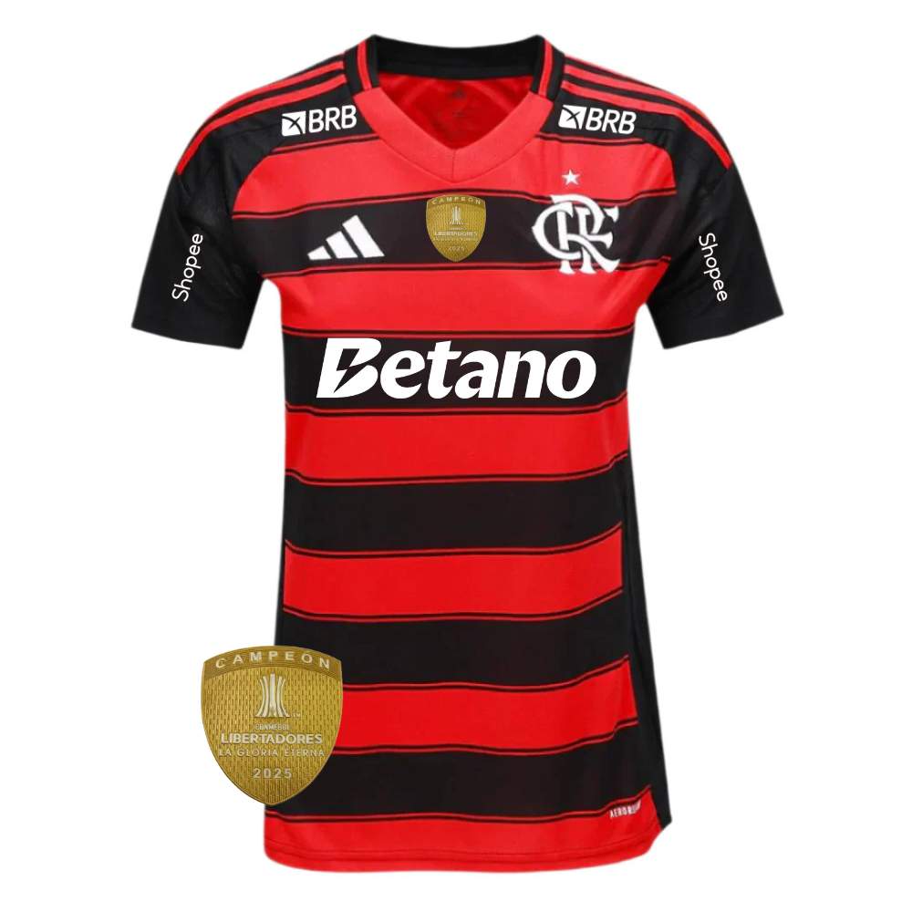 Camisa Feminina Adidas Flamengo 25/26 Campeão Libertadores 2025