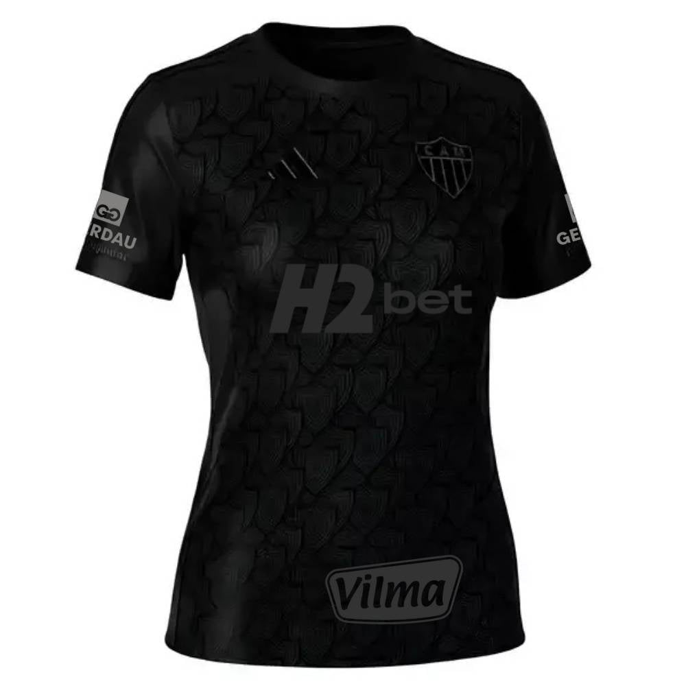 Camisa Feminina Adidas Atlético Mineiro 25/26 All Black C/ Patrocínios