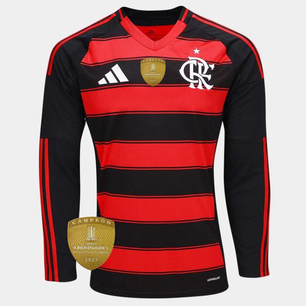 Camisa Adidas Flamengo 25/26 I M. Longa Campeão Libertadores 2025