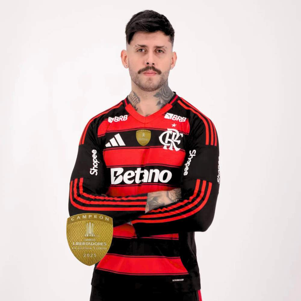 Camisa Adidas Flamengo 25/26 I M. Longa Campeão Libertadores 2025