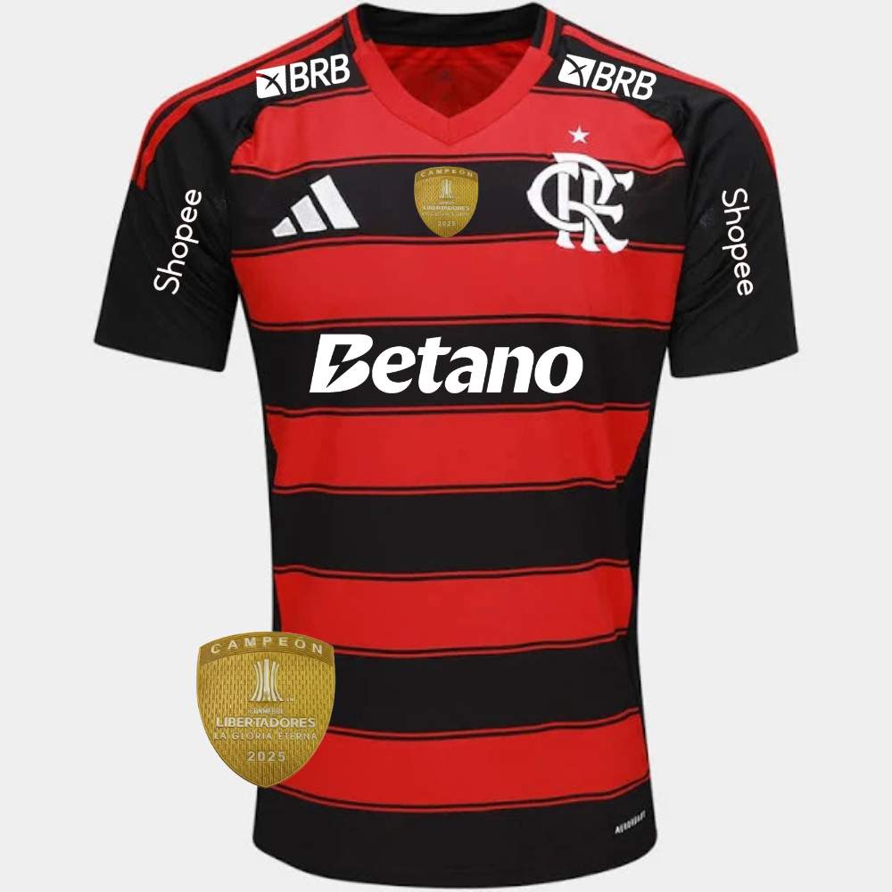 Camisa Adidas Flamengo 25/26 Home Campeão Libertadores 2025
