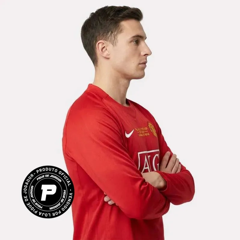 Camisa Retrô Manchester United 07/08 Home M. Longa, Camisas de Futebol, PIQUE DE JOGADOR, -PIQUE DE JOGADOR