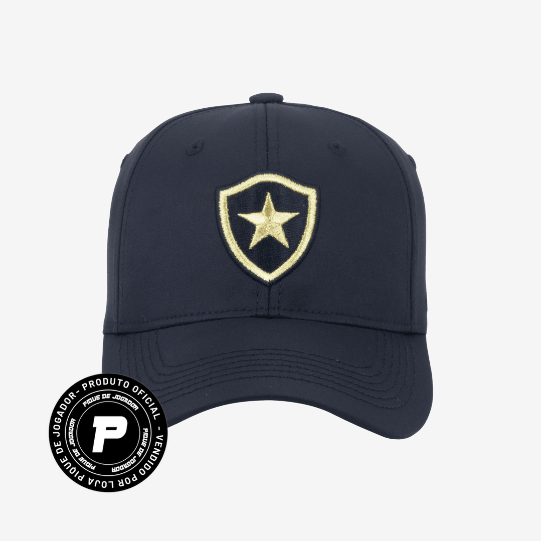 Boné Botafogo Gold Edition - Preto, , PIQUE DE JOGADOR, O Boné Botafogo Gold Edition Preto - OFICIAL LICENCIADO é a escolha ideal para os torcedores que buscam um visual sofisticado e marcante. Produzido em tecido microsatim 100% poliéster, o modelo estruturado oferece conforto e resistência. O escudo do Botafogo em bordado dourado na parte frontal confere um toque especial e exclusivo. Além disso, conta com bordado lateral e traseiro, aba curva e fechamento ajustável por regulador de plástico com etiqueta 