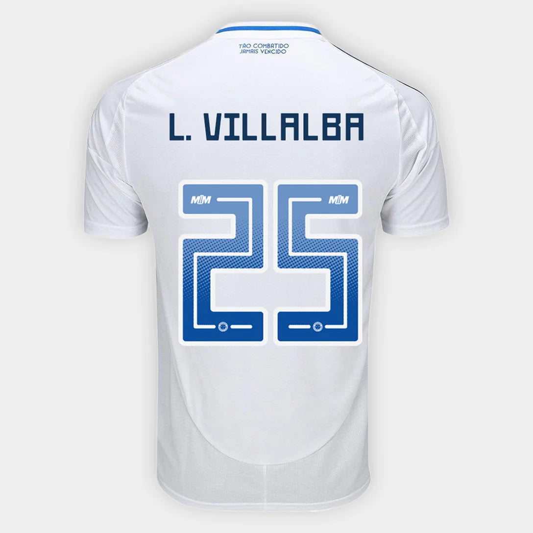 Camisa Adidas Cruzeiro 25/26 Away #25 L. Villalba, Camisa Futebol, Adidas, Ficha do Produto TecnologiaAeroReady: Sistema que controla o excesso de umidade do corpo, garantindo a rápida secagem do suor durante os exercícios. Composição: 100% PoliésterMarca: AdidasIndicada para: Jogo/CasualGênero: MasculinoEscudo: EmborrachadoOrigem: ImportadoManga: Curta-PIQUE DE JOGADOR
