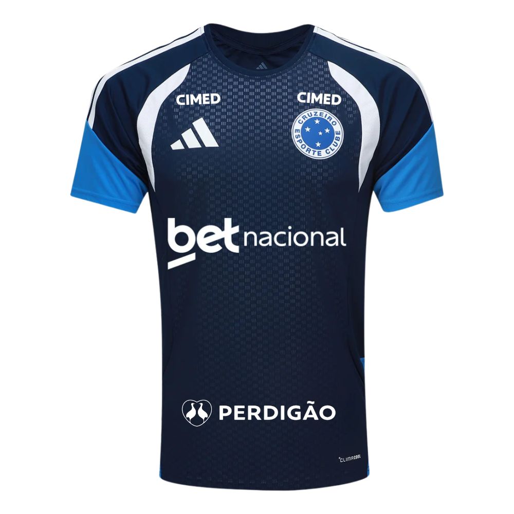 Camisa Adidas Cruzeiro 26/27 Treino C/ Patrocínios, Camisa Futebol, Adidas, Ficha do Produto Vista as cores celestes com a Camisa Cruzeiro 26/27 Treino Adidas Masculina! Perfeita para os torcedores mais apaixonados pelo Cabuloso, esta camisa Cruzeiro treino é a mesma usada pelos jogadores, ideal para elevar seu desempenho e estilo. Com design moderno e funcional em predominância azul e detalhes brancos, o artigo conta com as clássicas três listras nas mangas e o escudo do Cruzeiro em destaque no peito. Conf