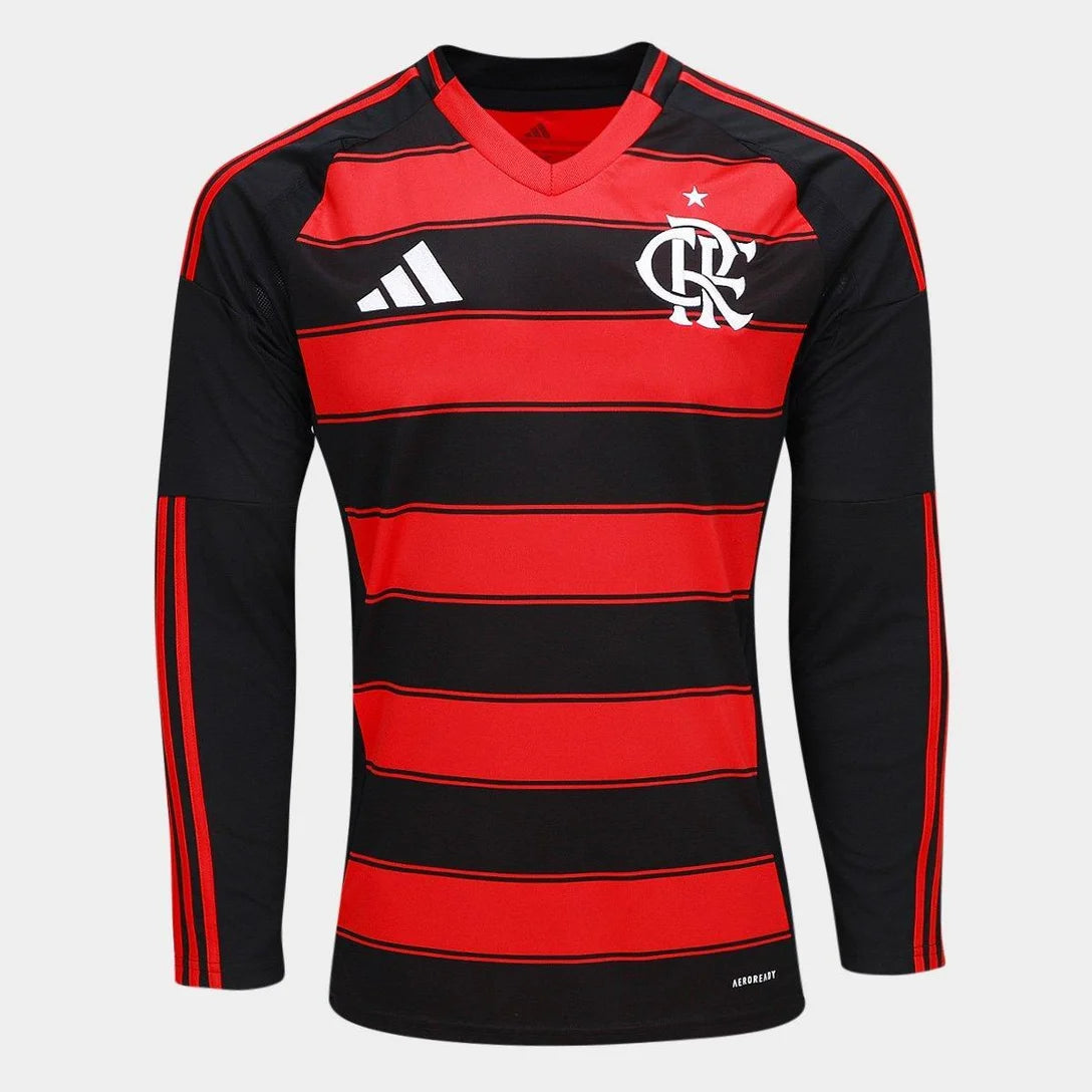 Camisa Adidas Flamengo 25/26 Home Manga Longa, Camisa Futebol, Adidas, Ficha do Produto TecnologiaAeroReady: Sistema que controla o excesso de umidade do corpo, garantindo a rápida secagem do suor durante os exercícios. Composição: 100% PoliésterMarca: AdidasIndicada para: Jogo/CasualGênero: MasculinoEscudo: BordadoOrigem: ImportadoManga: Curta-PIQUE DE JOGADOR