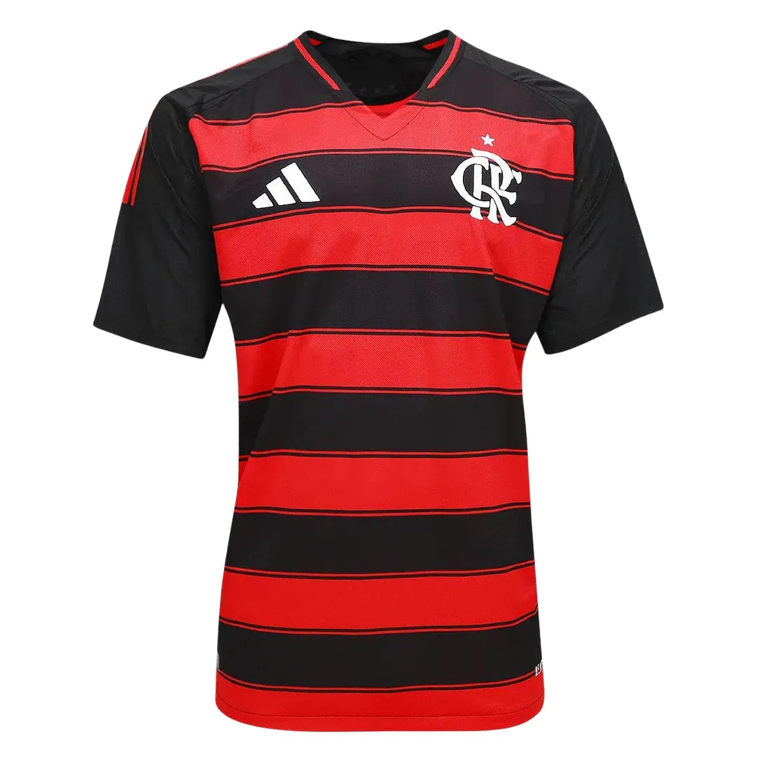 Camisa Adidas Flamengo I 25/26 Jogador, Camisa Futebol, Adidas, Descriçao da Camisa Sempre hei de ser! Esta Camisa Flamengo I 25/26 Jogador Adidas Masculina é perfeita para renovar a paixão pelo Rubro-Negro. Desenvolvida em materiais de qualidade, a camisa do Flamengo é leve e respirável, oferecendo o conforto que você merece em todos os momentos. Seu tecido tecnológico afasta a umidade do corpo e o mantém seco, seja apoiando o Mengão, na academia ou nas tarefas do dia a dia. Unindo tradição e modernidade, 