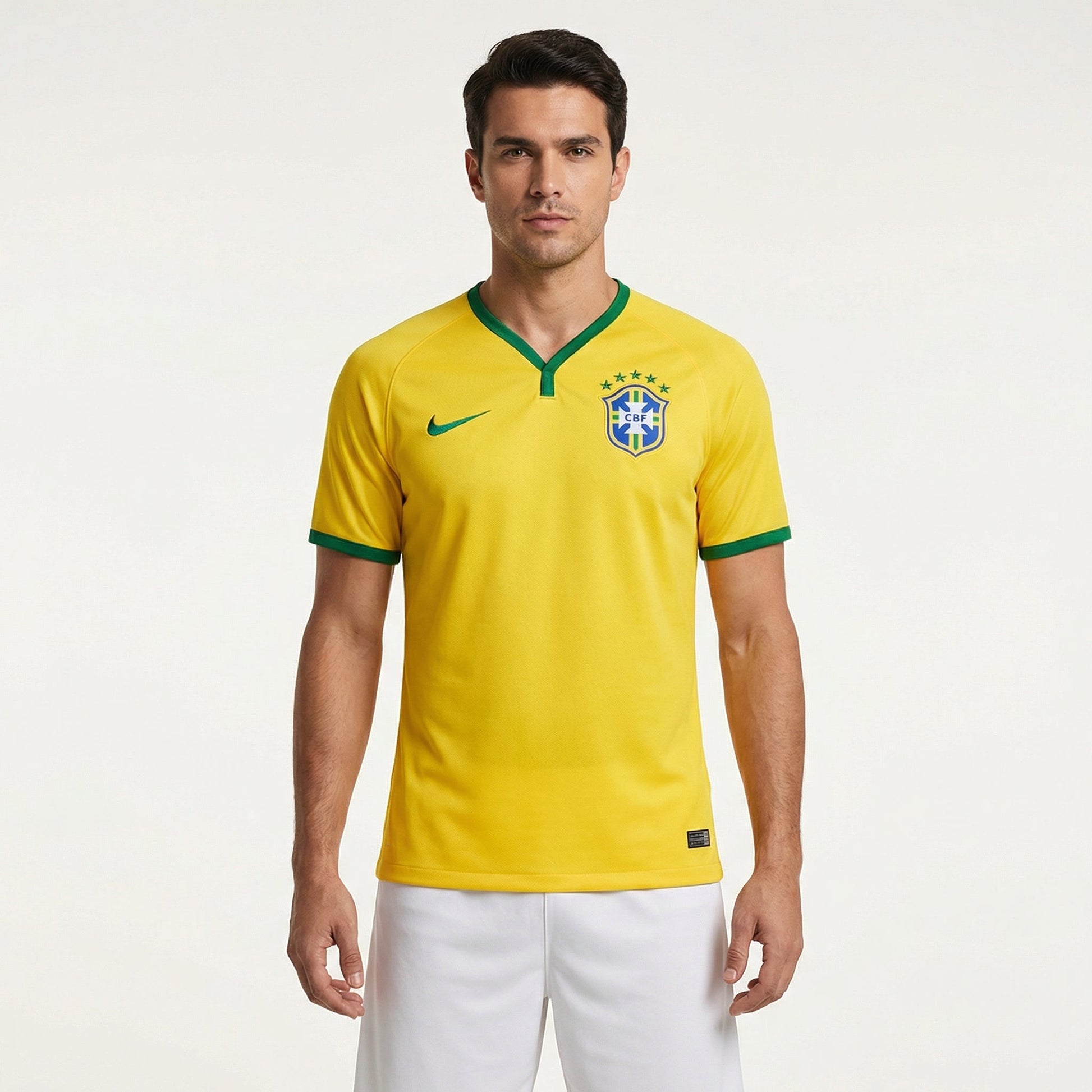 Camisa Brasil 2014 Retrô Masculina, Kit Infantil Brasil Reserva 26/27 - Copa do Mundo, PIQUE DE JOGADOR, Reviva um dos momentos mais marcantes do futebol brasileiro com a Camisa Brasil 2014 Retrô Masculina. Inspirada no uniforme utilizado pela Seleção Brasileira durante a Copa do Mundo de 2014, realizada no Brasil, essa camisa representa um período em que o país voltou a sediar o maior torneio de futebol do planeta. O design clássico em amarelo com detalhes em verde mantém a identidade tradicional da Seleçã