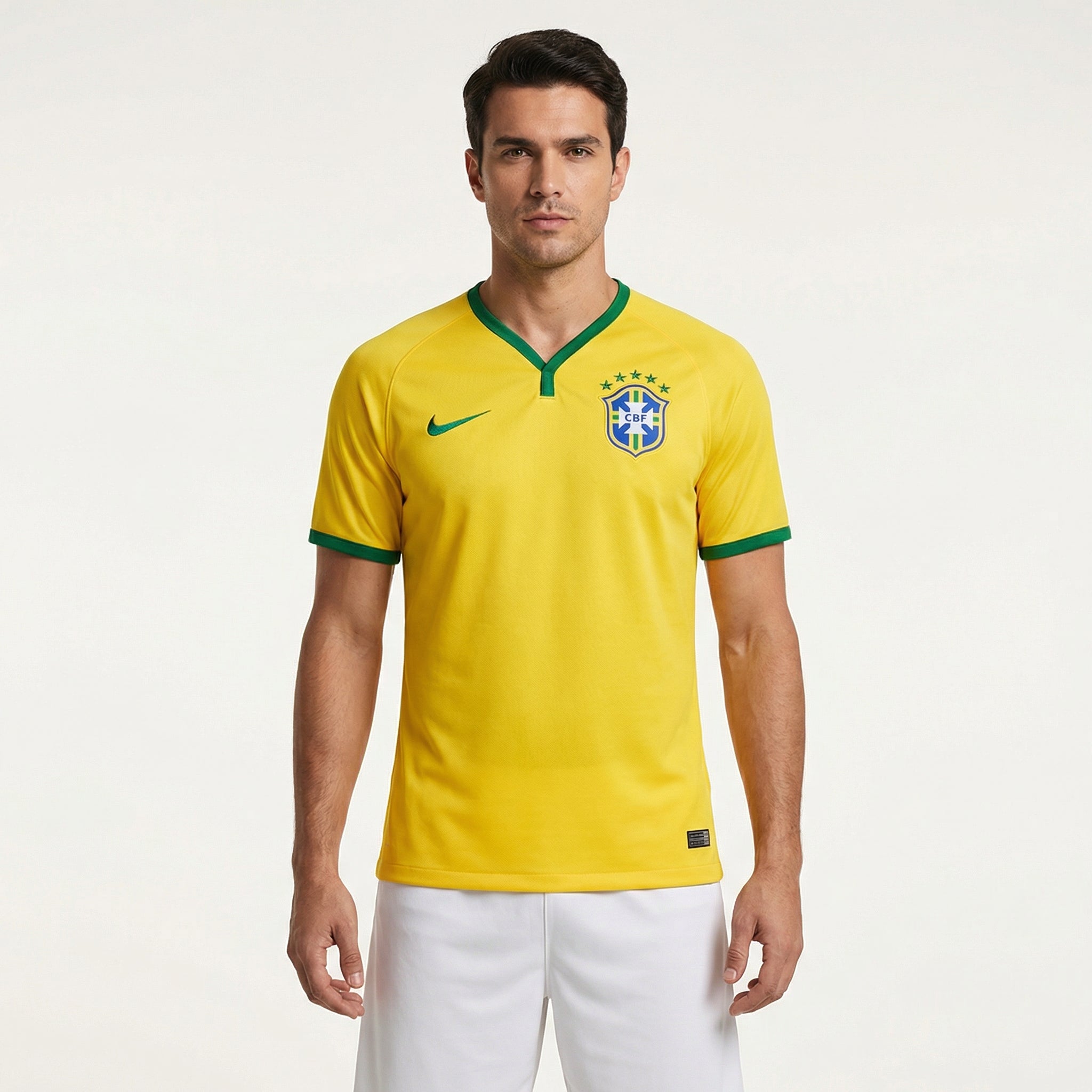 Camisa Brasil 2014 Retrô Masculina, Kit Infantil Brasil Reserva 26/27 - Copa do Mundo, PIQUE DE JOGADOR, Reviva um dos momentos mais marcantes do futebol brasileiro com a Camisa Brasil 2014 Retrô Masculina. Inspirada no uniforme utilizado pela Seleção Brasileira durante a Copa do Mundo de 2014, realizada no Brasil, essa camisa representa um período em que o país voltou a sediar o maior torneio de futebol do planeta. O design clássico em amarelo com detalhes em verde mantém a identidade tradicional da Seleçã