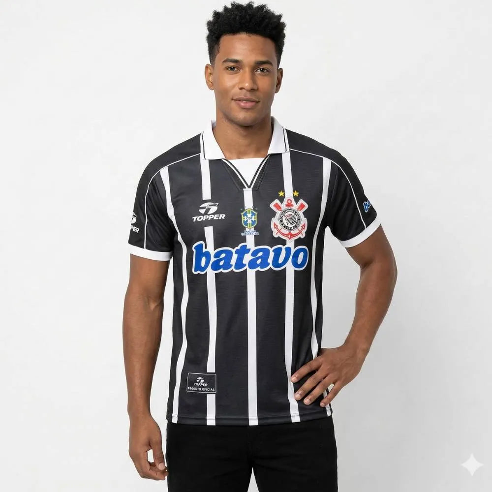 Camisa Corinthians Retrô 1999 Away Batavo Masculina - Preta e Branca, Camisa Japão Retrô 2006 Branca - Adidas, PIQUE DE JOGADOR, -PIQUE DE JOGADOR