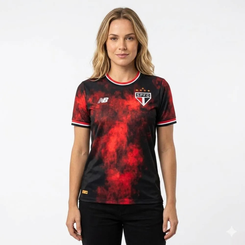 Camisa Feminina New Balance São Paulo 2024/25 III, Camisas de Futebol, PIQUE DE JOGADOR, FICHA TÉCNICA Composição: 100% PoliésterGênero: FemininoIndicada para: Jogo/CasualGênero: MasculinoEscudo: EmborrachadoOrigem: ImportadoManga: Curta-PIQUE DE JOGADOR