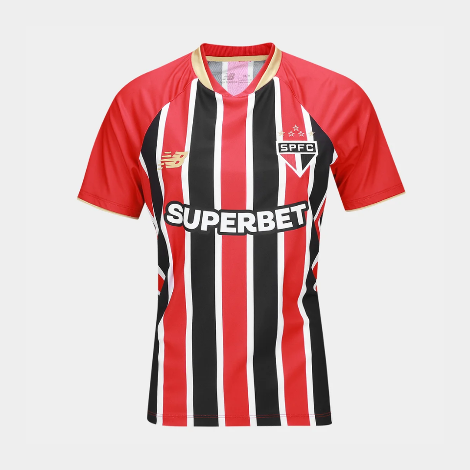 Camisa Feminina New Balance São Paulo 2025/26 II, Camisas de Futebol, PIQUE DE JOGADOR, FICHA TÉCNICA Composição: 100% PoliésterGênero: FemininoIndicada para: Jogo/CasualGênero: MasculinoEscudo: EmborrachadoOrigem: ImportadoManga: Curta-PIQUE DE JOGADOR