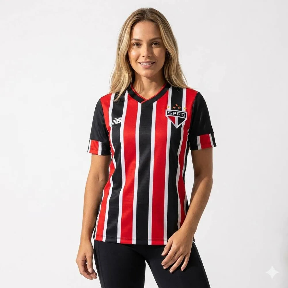 Camisa Feminina New Balance São Paulo FC 2024/25 II, Camisas de Futebol, PIQUE DE JOGADOR, FICHA TÉCNICA Composição: 100% PoliésterGênero: FemininoIndicada para: Jogo/CasualGênero: MasculinoEscudo: EmborrachadoOrigem: ImportadoManga: Curta-PIQUE DE JOGADOR