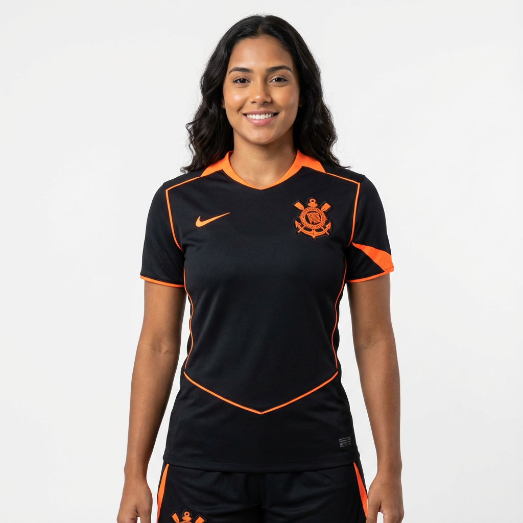 Camisa Feminina Nike Corinthians III 25/26, Camisa Futebol, Nike, Mostre sua paixão inabalável pelo Timão com a Camisa Corinthians III 25/26 Nike Total 90 Feminina! Esta peça exclusiva é o Manto Sagrado perfeito para a Fiel Torcida, combinando estilo e conforto inigualável. TOTAL CORINTHIANS A Nova Camisa III do Timão não resgata só um elenco inesquecível, mas uma Era: a Era Total 90. Foi com esse design icônico, cravado no peito, que a gente mostrou pro mundo mais uma vez o que era ser Total Corinthians. U