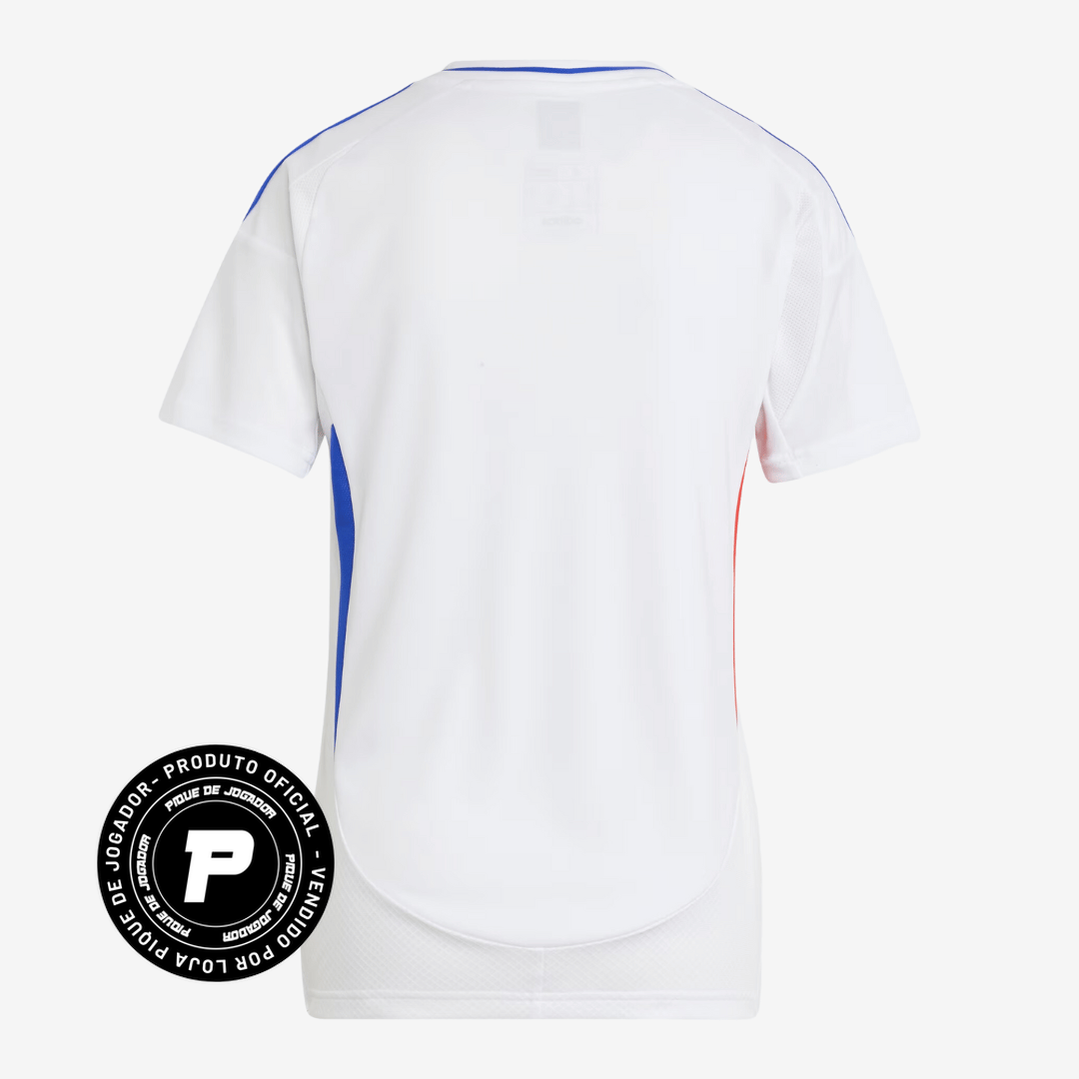 Camisa Feminina Olympique Lyonnais 2024/25 I, Camisas de Futebol, PIQUE DE JOGADOR, Composição: 100% PoliésterGênero: FemininaIndicada para: Jogo/CasualGênero: MasculinoEscudo: EmborrachadoOrigem: ImportadoManga: Curta-PIQUE DE JOGADOR