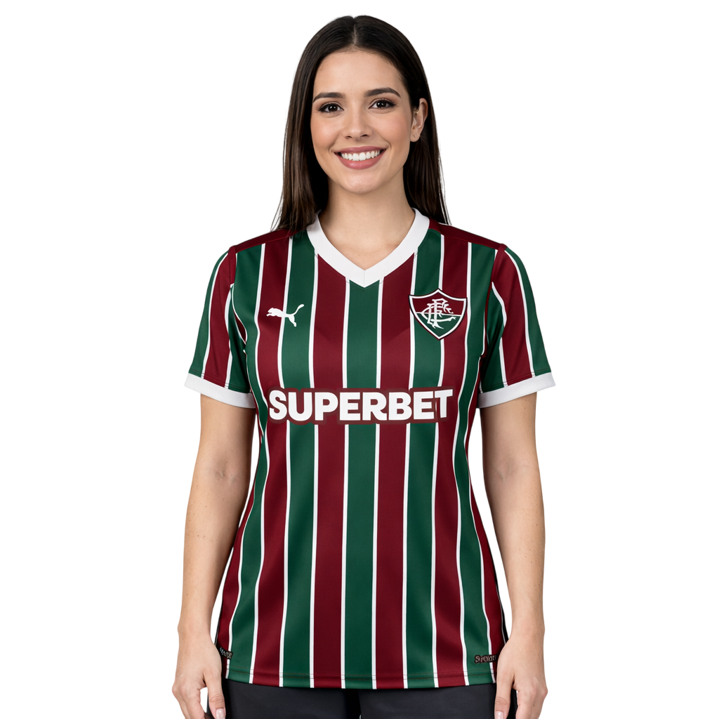 Camisa Feminina Puma Fluminense 2026/27 Home, Camisas de Futebol, PIQUE DE JOGADOR, SOBRE O PRODUTO Mais do que um uniforme, é uma camisa sagrada que protege e impulsiona jogadores e torcida, exaltando a fé inabalável da torcida. Cada detalhe carrega o sentimento tricolor, mostrando que vai além da paixão: é devoção. CARACTERÍSTICAS E BENEFÍCIOS dryCELL: Tecnologia de desempenho projetada para absorver a umidade do corpo, mantendo-o confortável e seco DETALHES Regular fit Estampa tricolor sublimada na frent