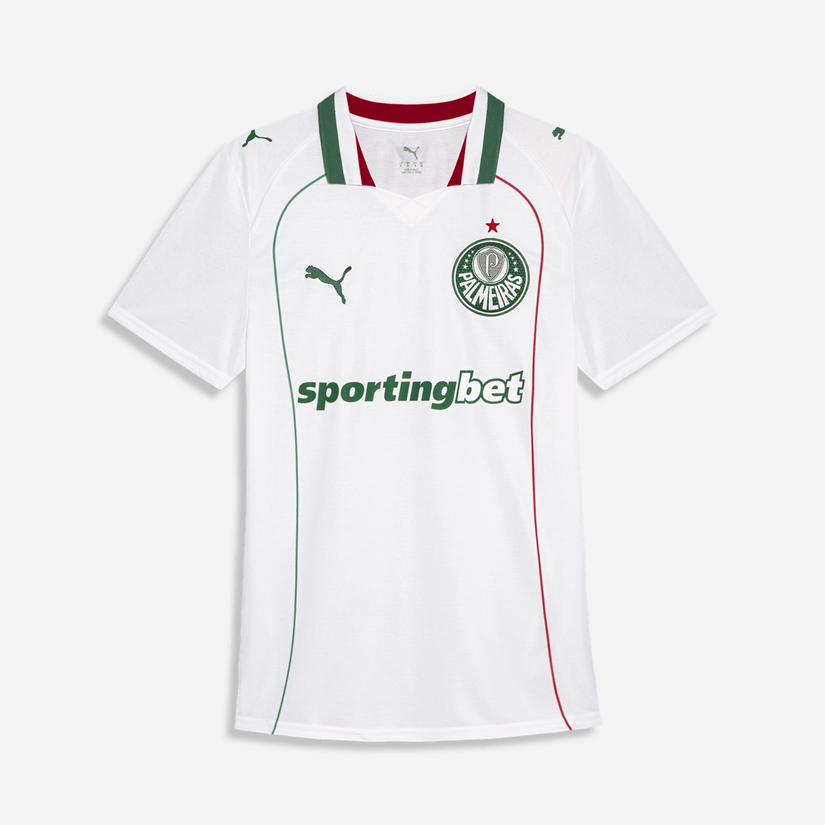 Camisa Feminina Puma Palmeiras 26/27 Away, Camisas de Futebol, PIQUE DE JOGADOR, O novo uniforme resgata a origem do clube mais vitorioso, construindo uma ponte entre o passado e o presente partindo da estética do Velho Continente para o clima de esperança encontrado pelos imigrantes que desembarcaram no Brasil. Com detalhes em homenagem aos ítalo-brasileiros que fundaram o clube em 1914. DETALHES Regular fit Gola careca recortada em cor contrastante com listras na frente Manga curta Recortes laterais com a