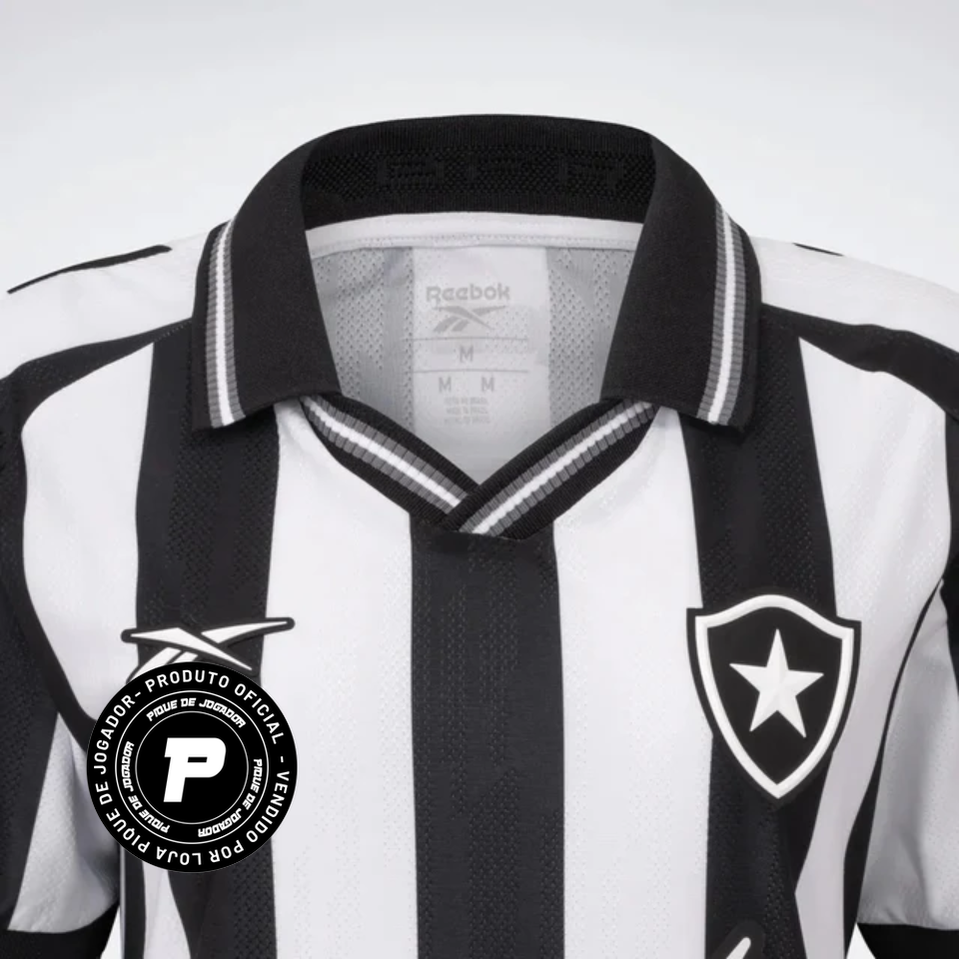 Camisa Feminina Reebok Botafogo 2025/26 I, Camisas de Futebol, PIQUE DE JOGADOR, FICHA TÉCNICA Composição: 100% PoliésterGênero: FemininoIndicada para: Jogo/CasualGênero: MasculinoEscudo: EmborrachadoOrigem: ImportadoManga: Curta-PIQUE DE JOGADOR