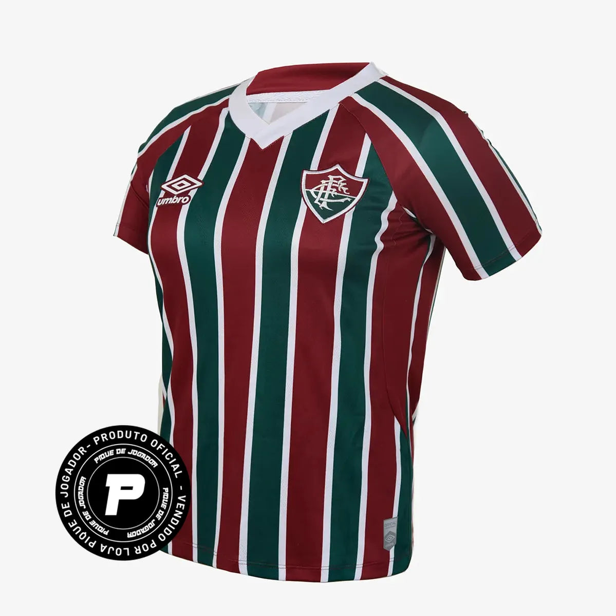 Camisa Feminina Umbro Fluminense 2025/26 I, Camisas de Futebol, PIQUE DE JOGADOR, FICHA TÉCNICA Composição: 100% PoliésterGênero: FemininoIndicada para: Jogo/CasualGênero: MasculinoEscudo: EmborrachadoOrigem: ImportadoManga: Curta-PIQUE DE JOGADOR