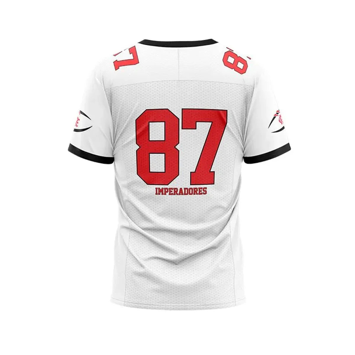 Camisa Flamengo Imperadores 87 NFL, Camisa Futebol, Braziline, Camisa Flamengo Imperadores 87 Branca - Masculino A Camisa Flamengo Imperadores Oficial é a pedida certa para os torcedores vestirem sua paixão pelo Mengão.Produzida em 100% poliéster leve e respirável, a peça conta com um design ousado e moderno em alusão ao futebol americano. Além da estampa "87", ano que o clube venceu a Copa União. Composição: 100% PoliésterIndicada para: CasualGênero: MasculinoEscudo: EstampadoOrigem: ImportadoManga: Curta-