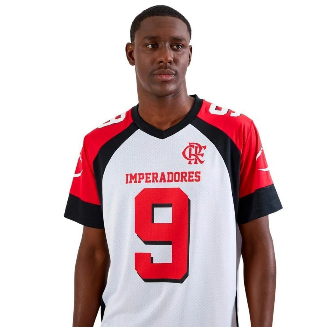 Camisa Flamengo Imperadores NFL, Camisa Futebol, Braziline, A camiseta OFICIAL do futebol americano do Flamengo! Composição: 100% PoliésterIndicada para: CasualGênero: MasculinoEscudo: EstampadoOrigem: ImportadoManga: Curta-PIQUE DE JOGADOR