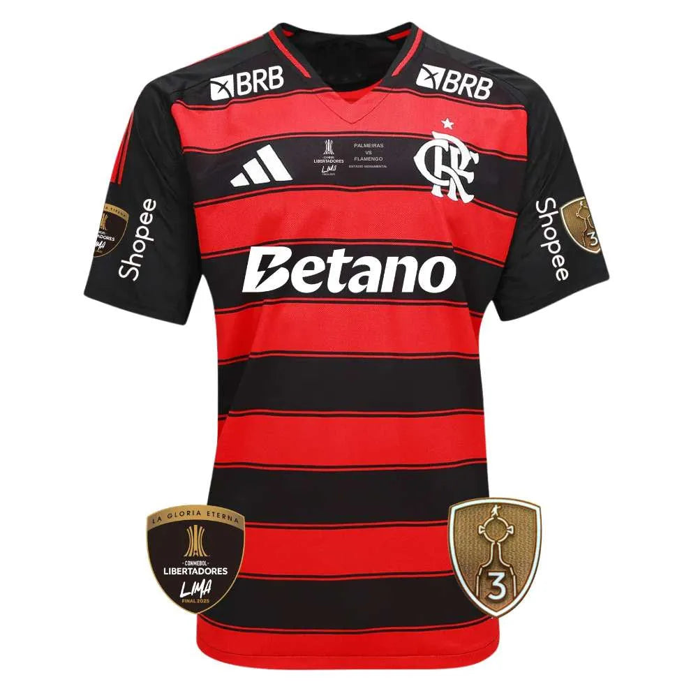 Camisa Flamengo Jogador Final Libertadores 25/26, Camisa Futebol, Adidas, Descriçao da Camisa Sempre hei de ser! Esta Camisa Flamengo I 25/26 Jogador Adidas Masculina é perfeita para renovar a paixão pelo Rubro-Negro. Desenvolvida em materiais de qualidade, a camisa do Flamengo é leve e respirável, oferecendo o conforto que você merece em todos os momentos. Seu tecido tecnológico afasta a umidade do corpo e o mantém seco, seja apoiando o Mengão, na academia ou nas tarefas do dia a dia. Unindo tradição e mod