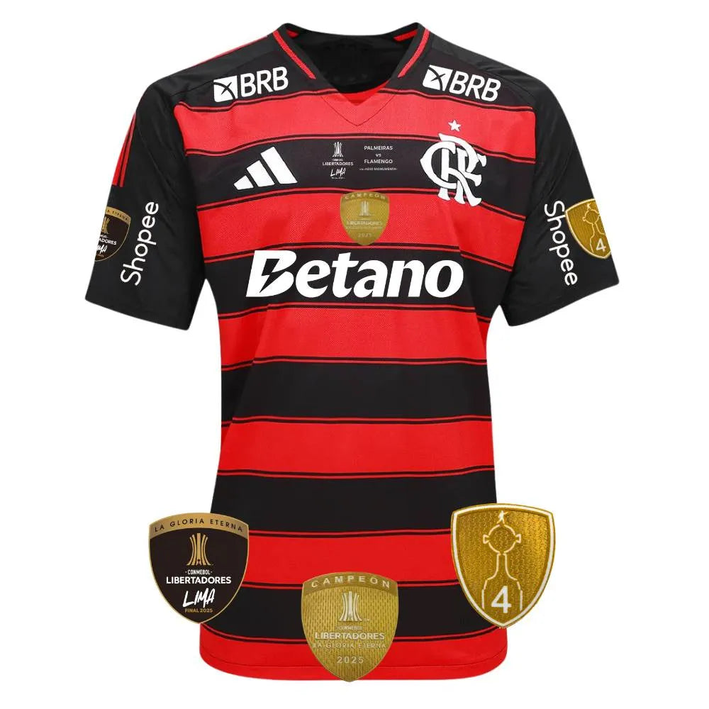 Camisa Flamengo Jogador Tetra Campeão Libertadores 2025, Camisa Futebol, Adidas, Descriçao da Camisa Sempre hei de ser! Esta Camisa Flamengo I 25/26 Jogador Adidas Masculina é perfeita para renovar a paixão pelo Rubro-Negro. Desenvolvida em materiais de qualidade, a camisa do Flamengo é leve e respirável, oferecendo o conforto que você merece em todos os momentos. Seu tecido tecnológico afasta a umidade do corpo e o mantém seco, seja apoiando o Mengão, na academia ou nas tarefas do dia a dia. Unindo tradiçã