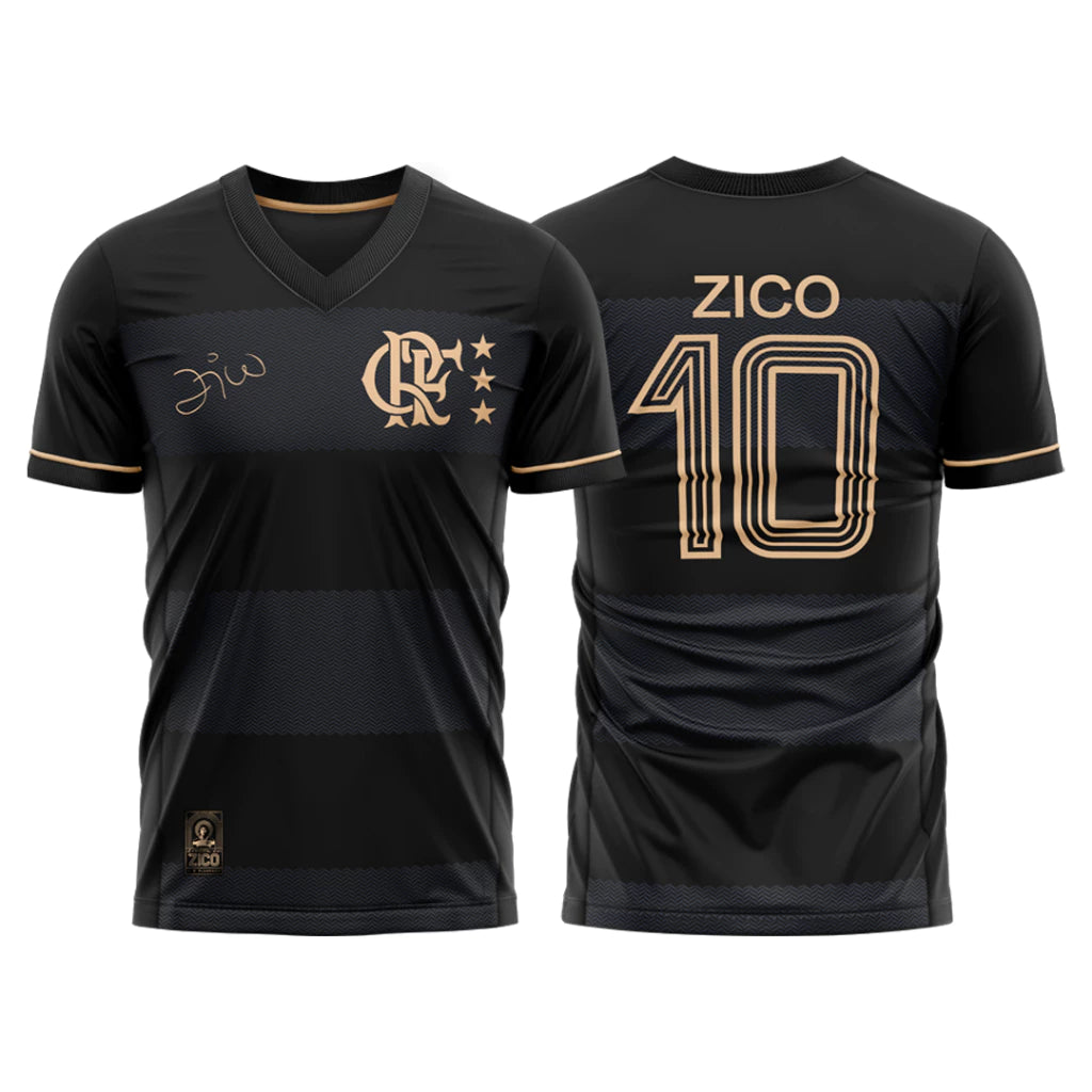 Camisa Flamengo Volta Zico, Camisa Futebol, Adidas, Zico de volta ao Flamengo Preta com detalhes dourados, esta camisa homenageia a volta de Zico ao Flamengo, eternizando um momento de glória. Mais do que um uniforme, é uma peça de história viva, conectando cada torcedor à paixão e à garra do clube. Com cada detalhe pensado para capturar a vibração da torcida, ela representa não apenas um jogador, mas o espírito eterno do Flamengo. Ficha do Produto TecnologiaAeroReady: Sistema que controla o excesso de umid