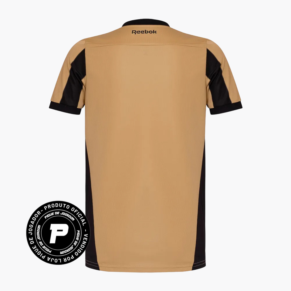 Camisa Goleiro Reebok Botafogo 2024/25 II, Camisas de Futebol, PIQUE DE JOGADOR, A camisa de goleiro do Botafogo para a temporada 2024/25 II chega com um visual imponente, que reflete a essência defensiva do Glorioso. Em preto predominante com detalhes em branco e dourado, o modelo traz modernidade e presença dentro das quatro linhas. Com grafismos exclusivos e acabamento refinado, é uma peça que une performance, estilo e identidade alvinegra. Especificações do Produto: Modelo torcedor masculino Ano: Tempor