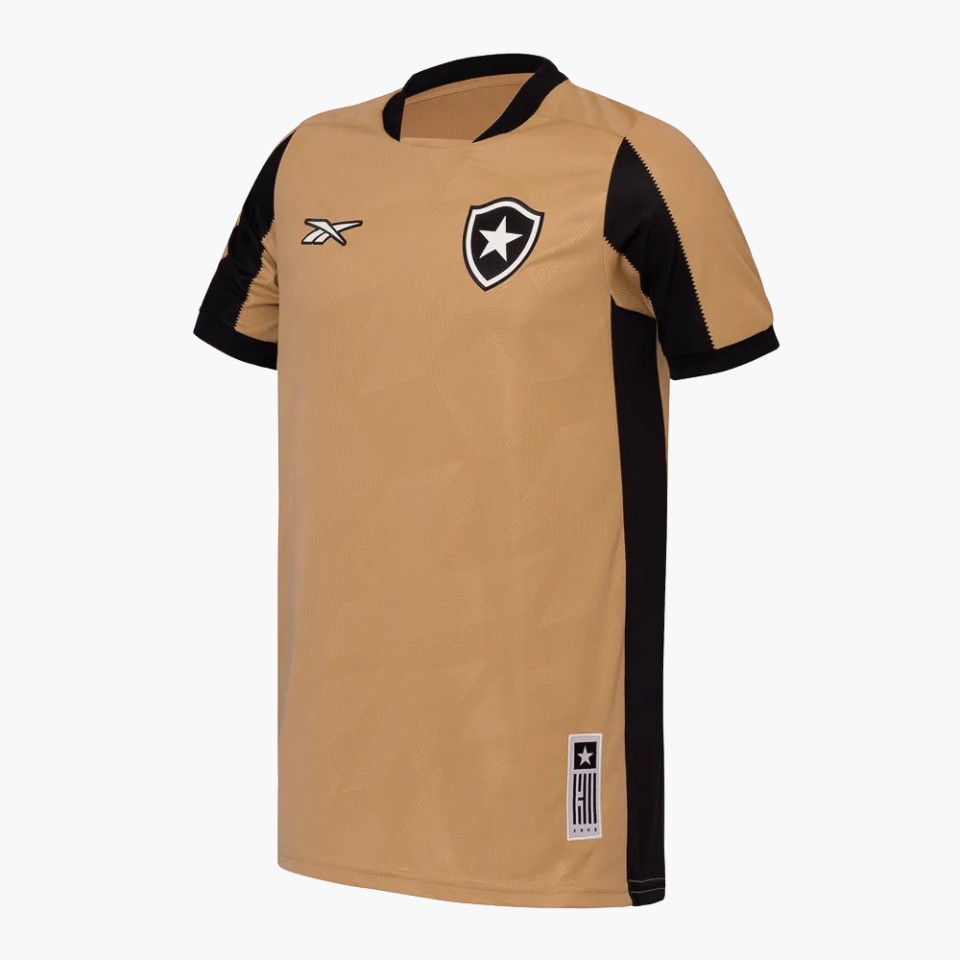 Camisa Goleiro Reebok Botafogo 2024/25 II, Camisas de Futebol, PIQUE DE JOGADOR, A camisa de goleiro do Botafogo para a temporada 2024/25 II chega com um visual imponente, que reflete a essência defensiva do Glorioso. Em preto predominante com detalhes em branco e dourado, o modelo traz modernidade e presença dentro das quatro linhas. Com grafismos exclusivos e acabamento refinado, é uma peça que une performance, estilo e identidade alvinegra. Especificações do Produto: Modelo torcedor masculino Ano: Tempor