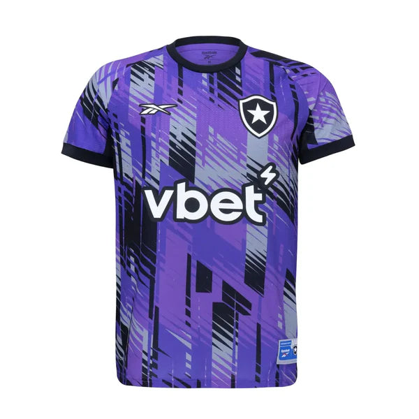 Camisa Goleiro Reebok Botafogo 2025/26 III, Camisas de Futebol, PIQUE DE JOGADOR, A Camisa de Goleiro do Botafogo 2025/26 chega com design arrojado e cheio de personalidade à altura de quem protege a meta com coragem. Com visual exclusivo, a peça combina tradição alvinegra com elementos modernos, apostando em cores vibrantes, textura especial e acabamento premium. O escudo bordado no peito e o logo da Reebok aplicados com destaque reforçam o peso do uniforme. É a camisa de quem joga diferente. De quem segur