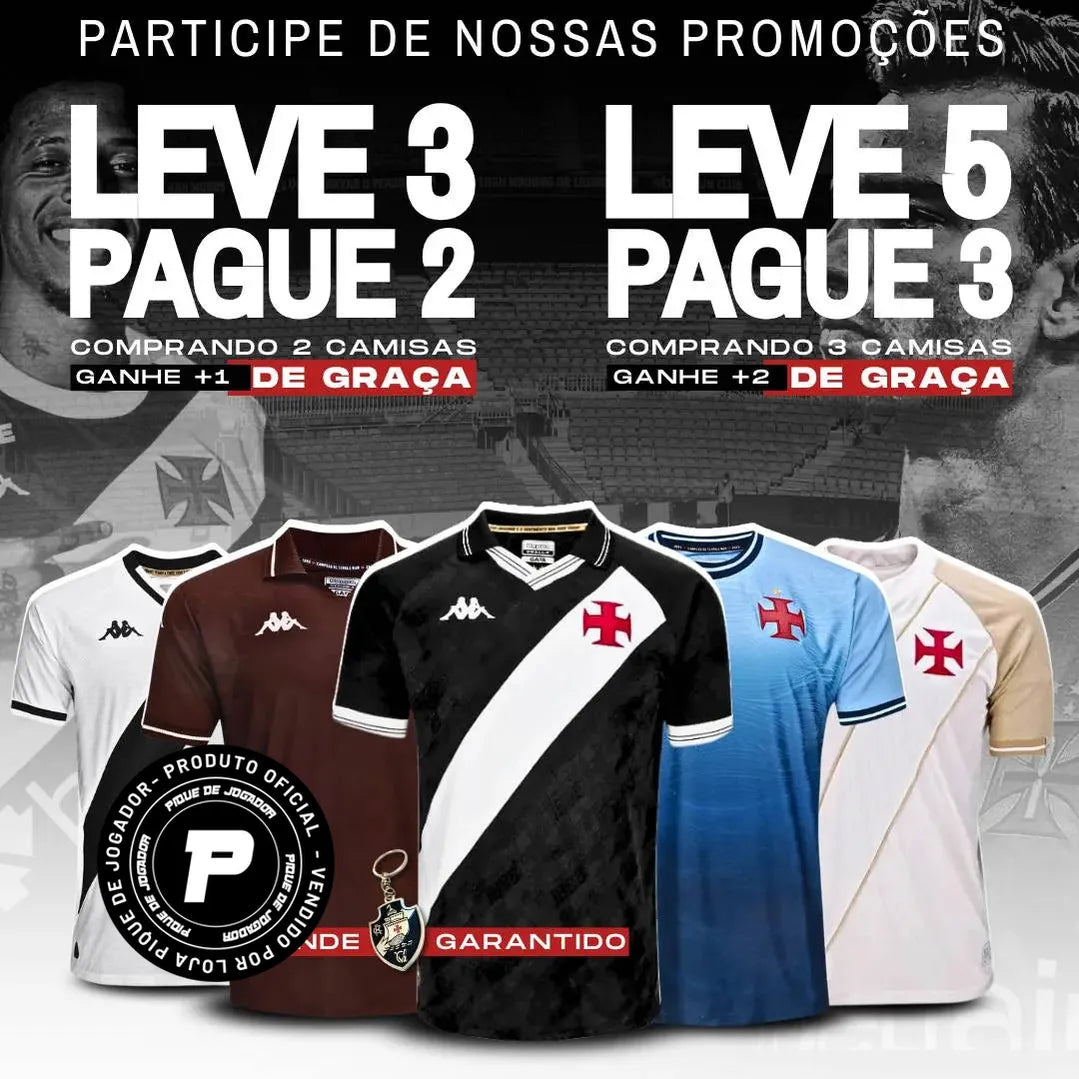Camisa Kappa Vasco 24/25 Away, Camisa Futebol, Kappa, Descrição do produto Sou Vascaíno! A Camisa Vasco I 25/26 Jogador Kappa Masculino celebra a paixão da torcida vascaína e é daqueles artigos que não podem faltar no fardamento. Inspirada na história do Gigante da Colina, esta camisa do Vasco traz design tradicional e detalhes em sua extensão que exibem com orgulho sua conexão. A gola polo mantém um caimento moderno, enquanto a Cruz de Malta bordada traduz o sentimento que não pode parar. Com tecido tecnol