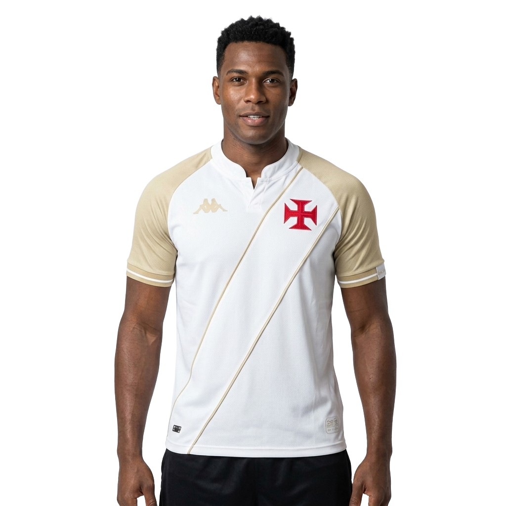 Camisa Kappa Vasco 24/25 Third, Camisa Futebol, Kappa, Descrição do produto Respeito. Igualdade. Inclusão! A Camisa Vasco III 24/25 s/n° Kombat Jogador Kappa Feminina comemora 100 anos da Resposta Histórica. Em 1924, o clube se posicionava contra a discriminação no futebol, abrindo suas portas para todos, independentemente de raça ou classe social. Confeccionada em poliéster, a peça tem tecnologia Kombat Pro System, que garante respirabilidade, evitando a umidade do corpo. Predominantemente bege, a camisa m
