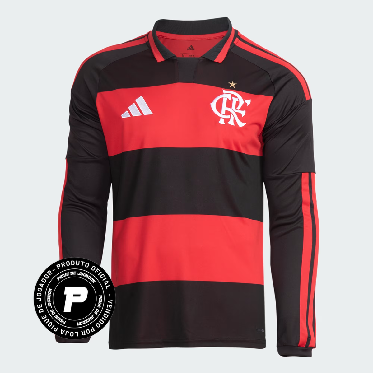 Camisa Manga Longa Adidas Flamengo 2026/27 I, Camisa Futebol, Adidas, VISTA O MANTO! Conheça a Camisa I CR Flamengo 26, uma mistura de tradição no futebol e inovação adidas. Criada para aqueles que vivem e respiram o esporte, esta é mais do que apenas uma camisa - é um símbolo de herança e paixão.Refrescante. Seca. Pronta. A tecnologia Climacool absorve e dispersa o suor para um desempenho sem distrações, permitindo que você se concentre no jogo. Adornada com o escudo costurado do clube, esta camisa é um te