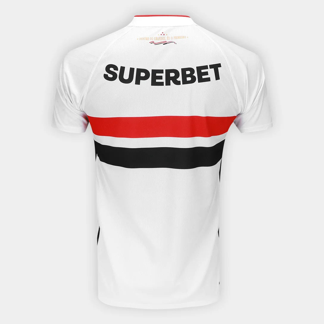 Camisa NB São Paulo Home 26/27 Jogador, camisa são paulo, PIQUE DE JOGADOR, Descrição do produto És o Primeiro! A Camisa São Paulo I 26/27 Jogador New Balance Masculina é um tributo ao pioneirismo inigualável do Tricolor. Indispensável na coleção dos torcedores que carregam o bordão "Dentre os grandes, és o Primeiro" no coração, esta camisa do São Paulo celebra a grandeza do clube, que é primeiro em tantas coisas na história. Com o tradicional design tricolor e escudo centralizado em destaque, esta camisa S