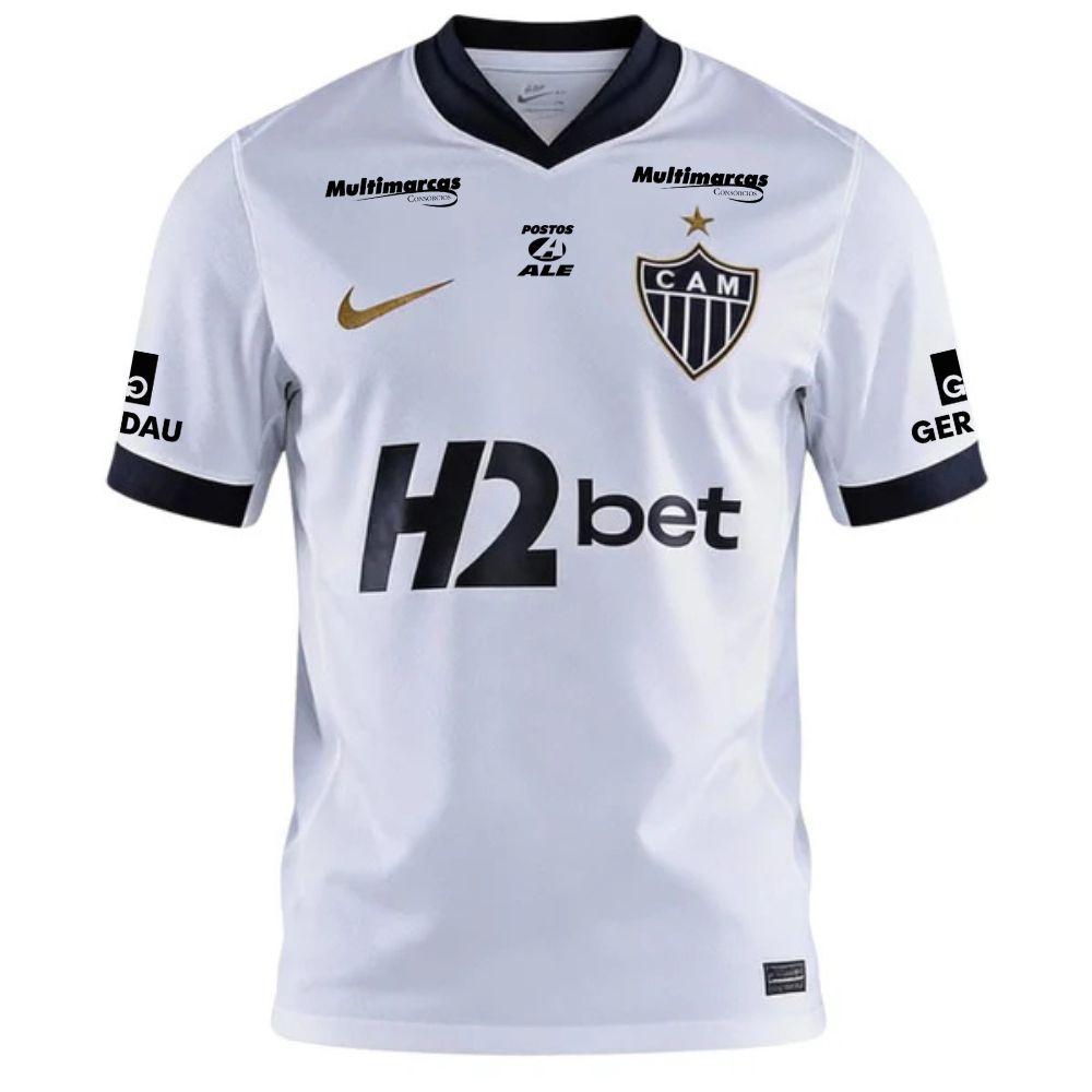 Camisa Nike Atlético Mineiro 2026/27 II, Camisas de Futebol, PIQUE DE JOGADOR, Descrição Inspirada no título de Campeão Brasileiro de 1971, a nova camisa 2 do Galo celebra a doideira que se espalhou para milhões de cabeças de atleticanos após a cabeçada histórica de Dadá Maravilha. O manto alvinegro pra quem vive o Galo dentro e fora das arquibancadas. A versão torcedor oferece o caimento perfeito para representar o Atlético com conforto todos os dias. Detalhes do Produto Tecnologia Nike Dri-FIT absorve o s