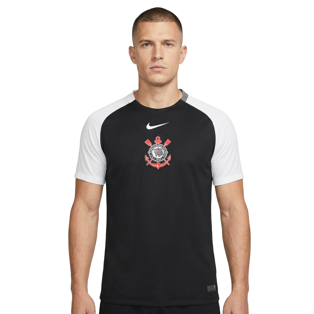 Camisa Nike Corinthians 25/26 Away, Camisa Futebol, Nike, Ficha do Produto Comemore os 25 anos do título internacional de 2000 do SC Corinthians. Inspirado no uniforme do campeonato, o kit Away 2025/26 colorido apresenta uma fonte personalizada homenageando o placar do estádio que sediou a final. TecnologiaDri-Fit: Sistema que controla o excesso de umidade do corpo, garantindo a rápida secagem do suor durante os exercícios. Composição: 100% PoliésterMarca: NikeIndicada para: Jogo/CasualGênero: MasculinoEscu