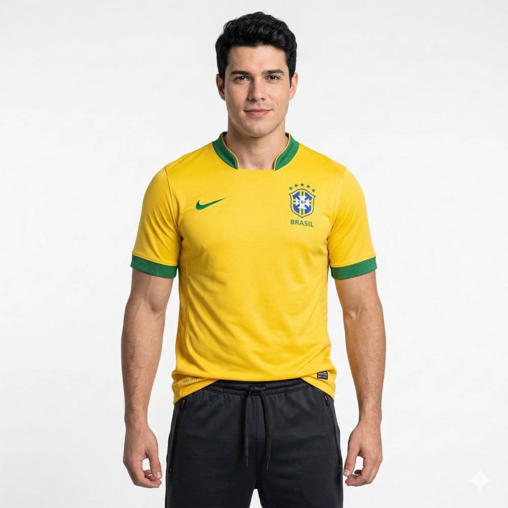 Camisa Nike Retro Seleção Brasileira 2006 Home, , PIQUE DE JOGADOR, Reviva a elegância e o estilo do futebol brasileiro com a Camisa Nike Retrô Seleção Brasileira 2006 Home. Inspirada no uniforme titular utilizado pela Seleção Brasileira na Copa do Mundo de 2006, essa camisa representa uma geração marcada pelo talento e pela criatividade dentro de campo. O design clássico em amarelo com detalhes em verde mantém a identidade tradicional da Seleção Brasileira, trazendo elementos característicos do modelo util