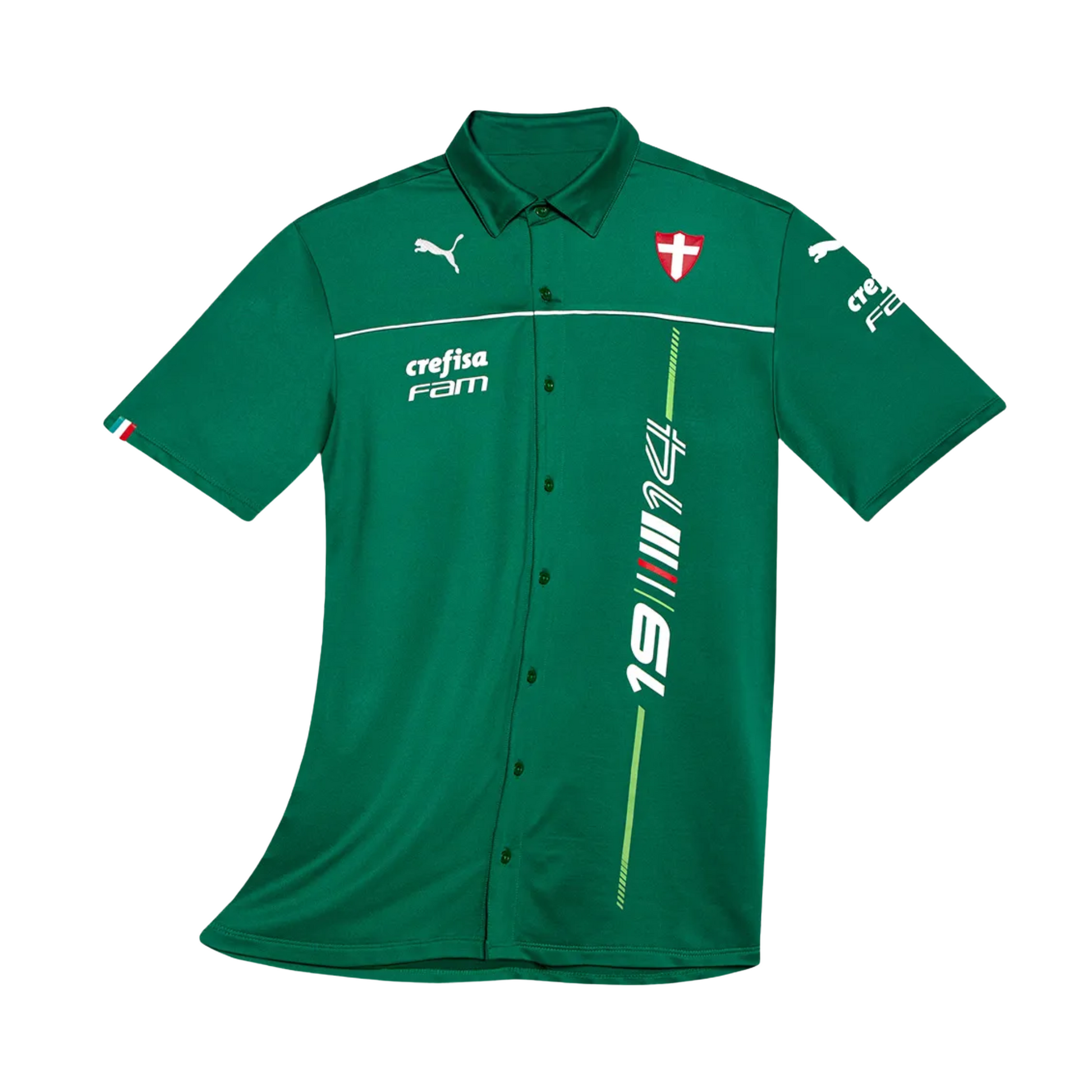 Camisa Palmeiras Puma MotorsportCamisa Palmeiras Puma Motorsport, Camisas de Futebol, PIQUE DE JOGADOR, A Camisa Polo Palmeiras x Abel Motorsport é o encontro entre futebol, velocidade e elegância. Co-criada por PUMA, Palmeiras e o técnico Abel Ferreira, essa peça faz parte da linha exclusiva Motorsport, com visual inspirado nas pistas e no estilo ousado do comandante alviverde. Com caimento confortável, gola polo clássica e escudo emborrachado, é ideal para o torcedor que vive o Verdão com personalidade de