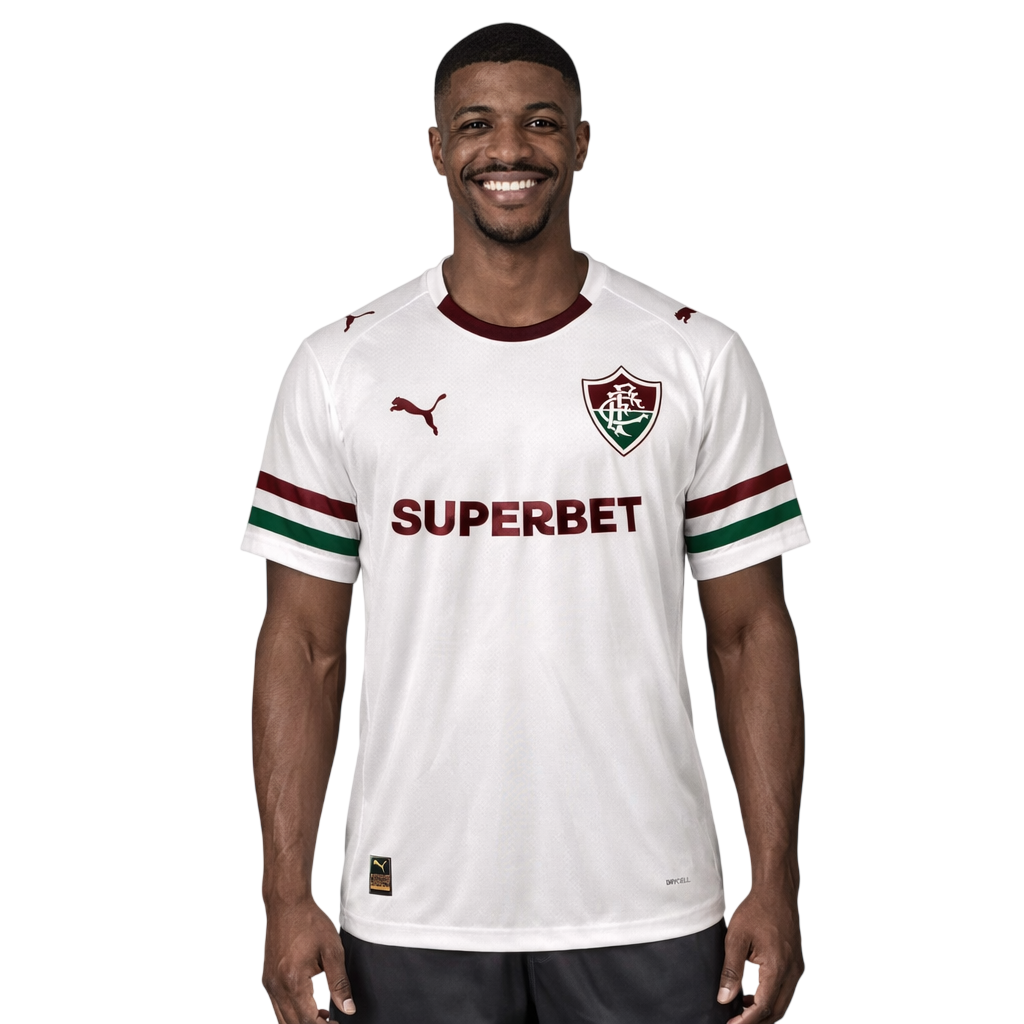 Camisa Puma Fluminense 2026/27 Away Torcedor, Camisas de Futebol, PIQUE DE JOGADOR, SOBRE O PRODUTO Mais do que um uniforme, é uma camisa sagrada que protege e impulsiona jogadores e torcida, exaltando a fé inabalável da torcida. Cada detalhe carrega o sentimento tricolor, mostrando que vai além da paixão: é devoção. CARACTERÍSTICAS E BENEFÍCIOS dryCELL: Tecnologia de desempenho projetada para absorver a umidade do corpo, mantendo-o confortável e seco DETALHES Regular fit Gola careca recortada Detalhe trico