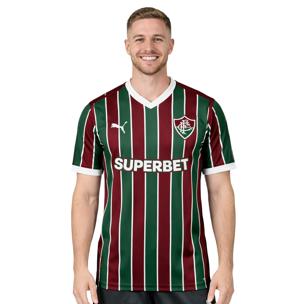 Camisa Puma Fluminense 2026/27 Home Jogador, camisa brasil, PIQUE DE JOGADOR, CARACTERÍSTICAS E BENEFÍCIOS Mesma camisa usada pelos seus ídolos, feita com combinação de tecidos tecnológicos de alta absorção e branding oficial do time. Produto com selo de autenticidade na camisa. dryCELL: Tecnologia de desempenho projetada para absorver a umidade do corpo, mantendo-o confortável e seco DETALHES Regular fit Estampa tricolor sublimada na frente, nas costas e nas mangas Gola V recortada e transpassada Manga cur