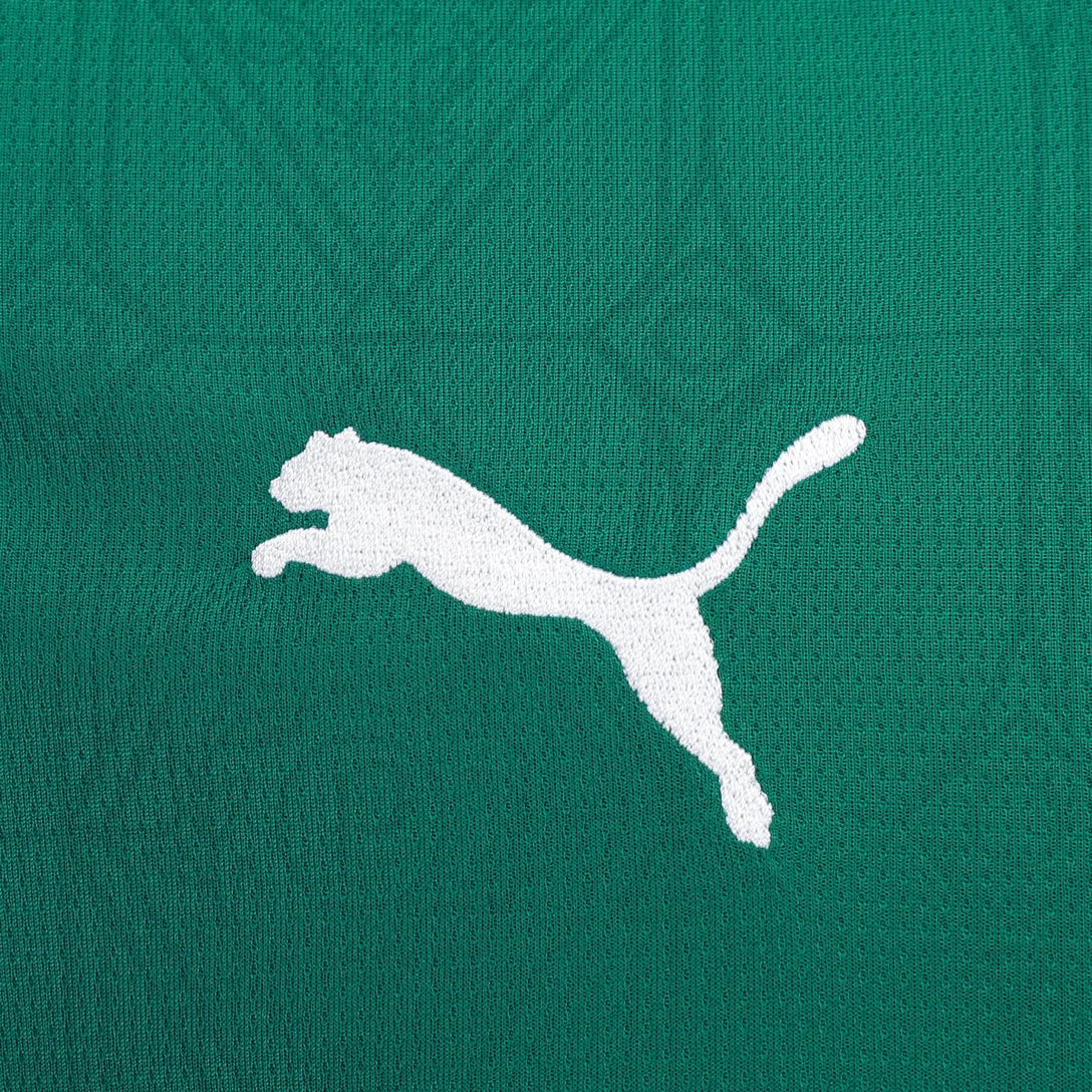 Camisa Puma Palmeiras 2025/26 Home, Camisas de Futebol, PIQUE DE JOGADOR, O novo manto do Palmeiras 2025/26 é mais que uma camisa.É um tributo à tradição, ao respeito e à grandeza da Sociedade Esportiva Palmeiras.Com um tom de verde clássico, detalhes em branco puro e a estrela do Mundial brilhando no peito, a nova camisa resgata as raízes do Verdão com elegância, leveza e aquele peso que só quem é Palestra entende. Inspirada nos uniformes históricos que marcaram gerações, a peça traz grafismos sutis em rel