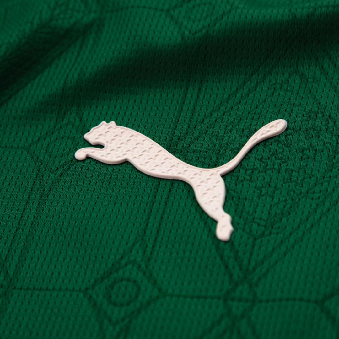 Camisa Puma Palmeiras 2025/26 I Jogador, Camisas de Futebol, PIQUE DE JOGADOR, Essa não é só uma camisa.É o manto sagrado do Palmeiras 2025/26 em sua versão mais nobre: a mesma que os craques vestem dentro de campo.Produzida pela Puma, essa camisa carrega no tecido, nas costuras e no peito a história de um gigante, com grafismos exclusivos em relevo que homenageiam as glórias alviverdes, a tradição da Sociedade Esportiva Palmeiras e o amor incondicional da torcida que não para nunca. O tradicional verde gan