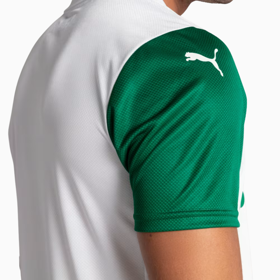 Camisa Puma Palmeiras 2025/26 II Jogador, Camisas de Futebol, PIQUE DE JOGADOR, Não é apenas uma camisa reserva.É o manto que faz ecoar a história, a grandeza e a elegância do Palmeiras em cada costura, em cada detalhe, em cada respiro.A Camisa Palmeiras 2025/26 II Jogador chega com um design limpo, imponente e carregado de tradição: o branco clássico que atravessou gerações, agora renovado com grafismos em relevo que homenageiam os símbolos que construíram a história da Sociedade Esportiva Palmeiras. Na ve