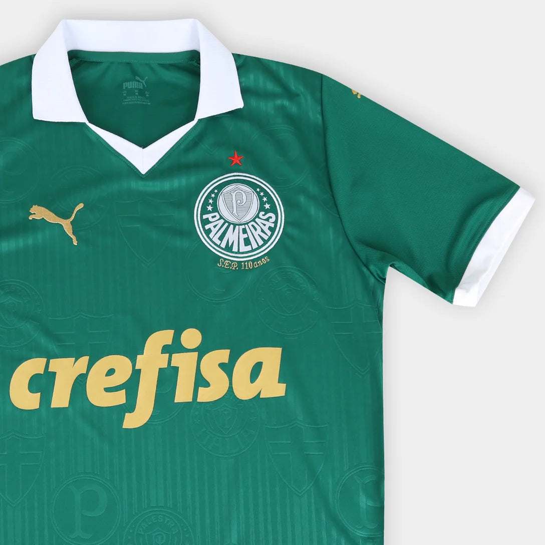 Camisa Puma Palmeiras 24/25 Home, Camisa Futebol, Puma, Ficha do Produto TecnologiaDryCell: Sistema que controla o excesso de umidade do corpo, garantindo a rápida secagem do suor durante os exercícios. Composição: 100% PoliésterMarca: PumaIndicada para: Jogo/CasualGênero: MasculinoEscudo: BordadoOrigem: ImportadoManga: Curta-PIQUE DE JOGADOR