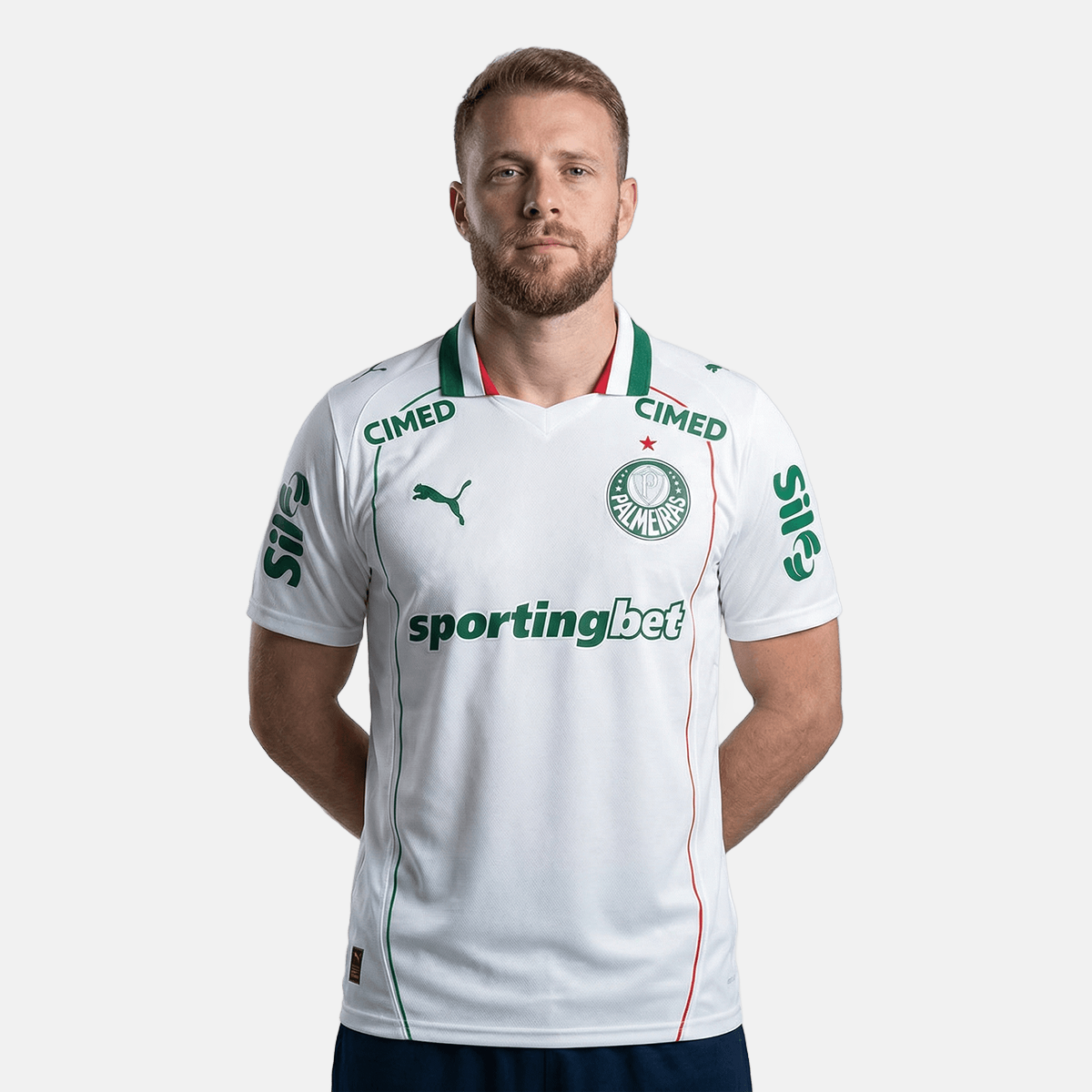 Camisa Puma Palmeiras 26/27 Away C/ Patrocínios, Camisas de Futebol, PIQUE DE JOGADOR, O novo uniforme resgata a origem do clube mais vitorioso, construindo uma ponte entre o passado e o presente partindo da estética do Velho Continente para o clima de esperança encontrado pelos imigrantes que desembarcaram no Brasil. Com detalhes em homenagem aos ítalo-brasileiros que fundaram o clube em 1914. DETALHES Regular fit Gola careca recortada em cor contrastante com listras na frente Manga curta Recortes laterais